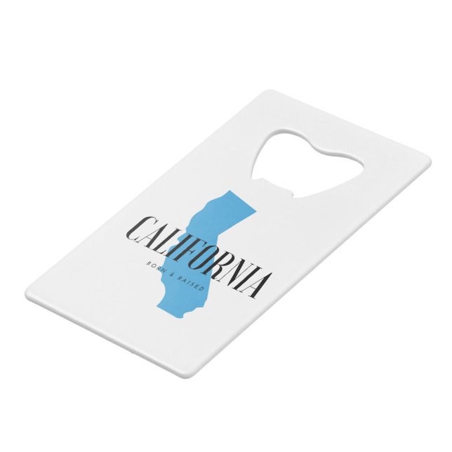 California Born & Raised Credit Card Bottle Opener (Front Angled)