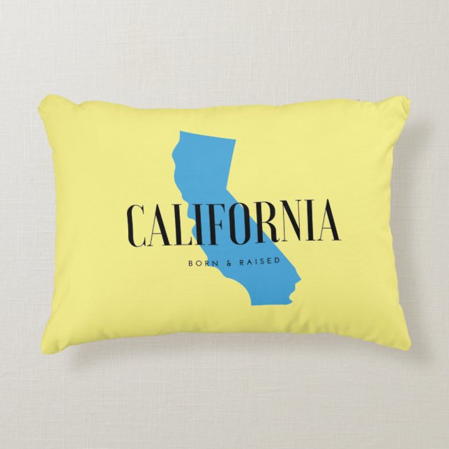 California Born & Raised Decorative Pillow (Front)