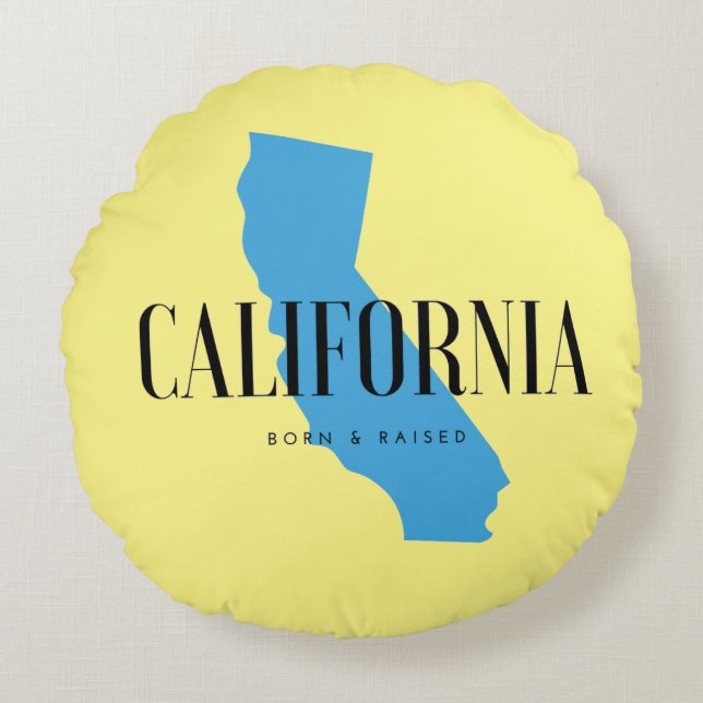 California Born & Raised Round Pillow (Front)