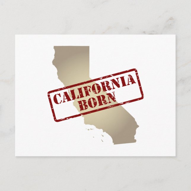 California Born - Stamp on Map Postcard (Front)