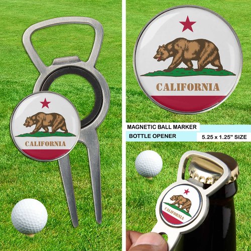 California bottle opener golf marker Flag Divot Tool