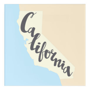 California Brush Lettering With Silhouette Map Acrylic Print