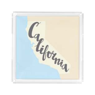 California Brush Lettering With Silhouette Map Acrylic Tray