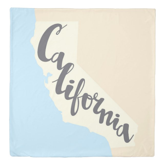California Brush Lettering With Silhouette Map Duvet Cover (Front)