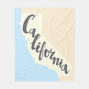 California Brush Lettering With Silhouette Map Fleece Blanket