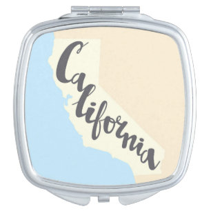 California Brush Lettering With Silhouette Map Makeup Mirror