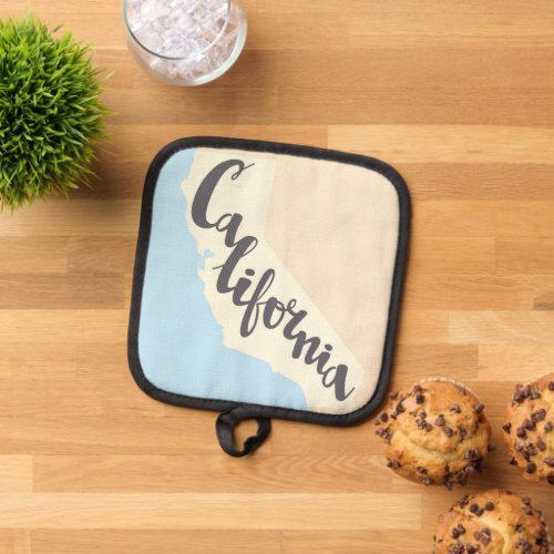 California Brush Lettering With Silhouette Map Pot Holder