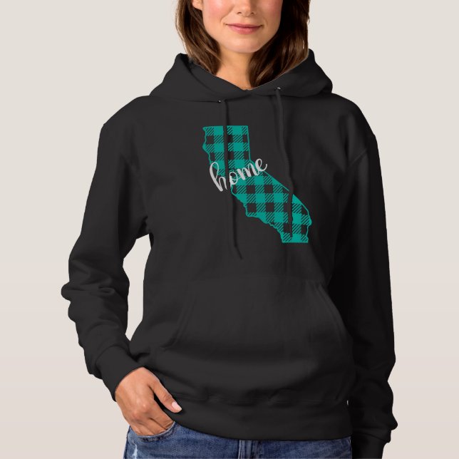 California Buffalo Plaid Home State Country Teal W Hoodie (Front)