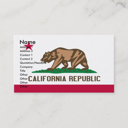 Customizable CALIFORNIA Business Cards