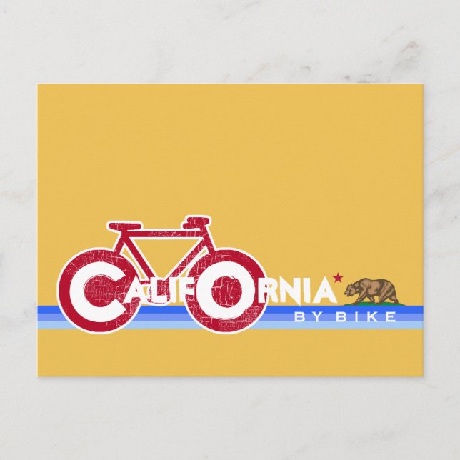 California CA bike bear state flag Postcard (Front)