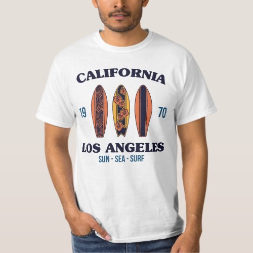 California Ca Surf Retro Vintage 70s Surfer Surfi T_Shirt