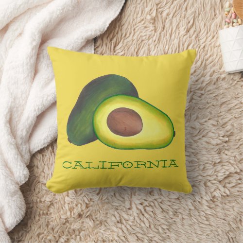 California Cali Avocado Avocadoes Health Food Throw Pillow