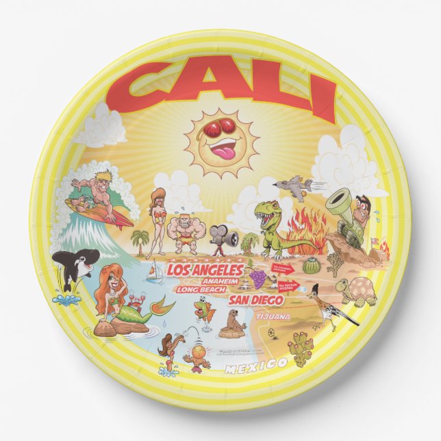 California CALI Beach Paradise Paper Plates (Front)