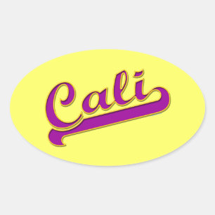 California Cali Logo Purple Yellow Oval Sticker