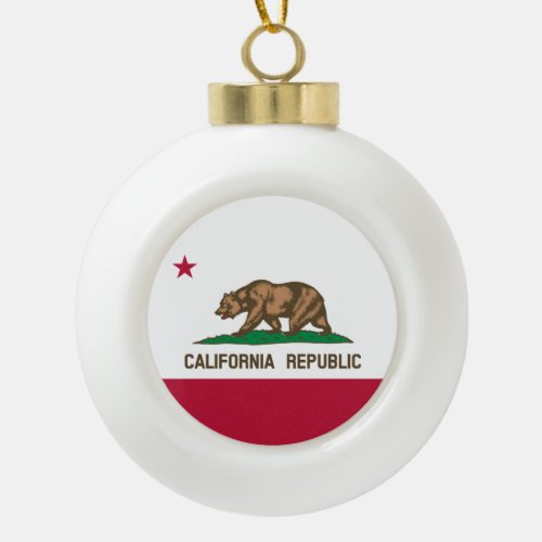 California Cali Republic Bear Flag US States Cera Ceramic Ball Christmas Ornament