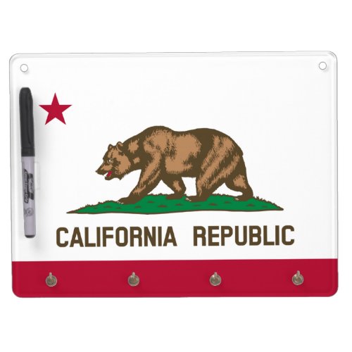 California Cali Republic Bear Flag US States Dry  Dry Erase Board With Keychain Holder