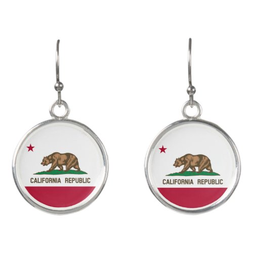 California Cali Republic Bear Flag US States Earr Earrings