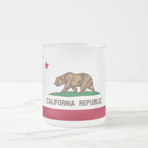 California Cali Republic Bear Flag US States Frosted Glass Coffee Mug