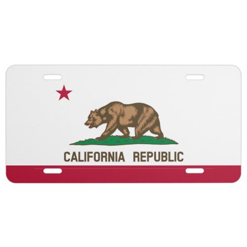 California Cali Republic Bear Flag US States Lice License Plate