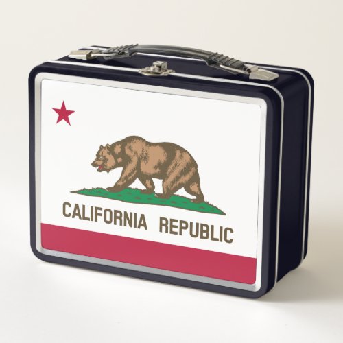 California Cali Republic Bear Flag US States Metal Lunch Box