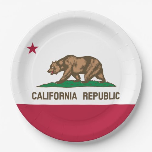 California Cali Republic Bear Flag US States Pape Paper Plates