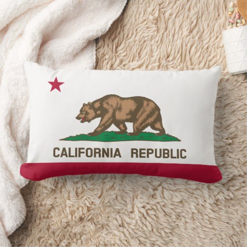California Cali Republic Bear Flag US States Thro Lumbar Pillow