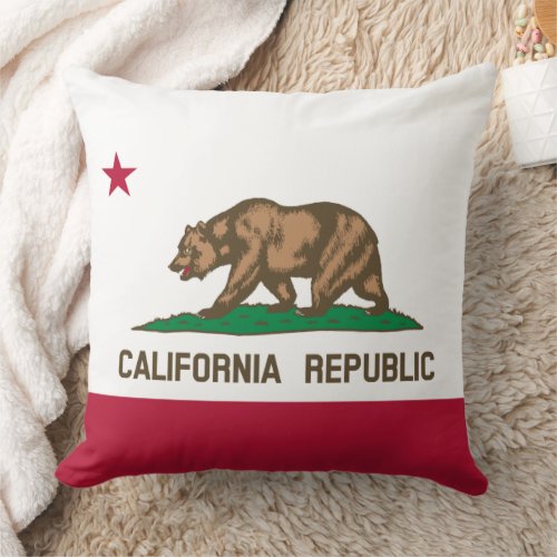 California Cali Republic Bear Flag US States Thro Throw Pillow