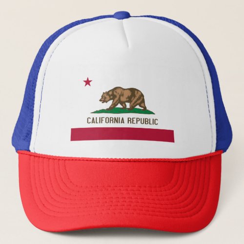 California Cali Republic Bear Flag US States Trucker Hat