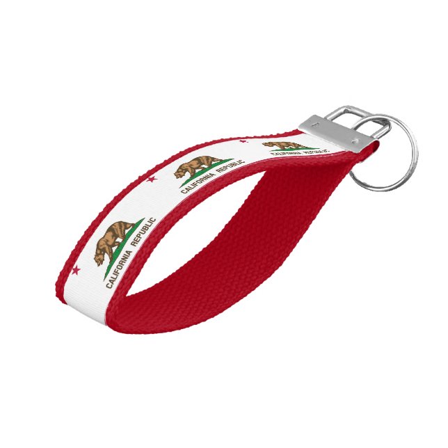 California & California Flag - Bear /States USA Wrist Keychain (Angled Up)