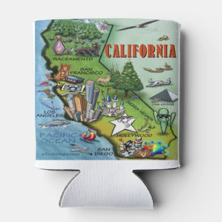 California Cartoon Map Can Cooler