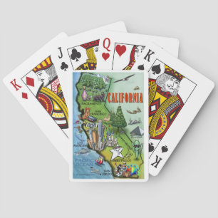 California Cartoon Map Poker Cards