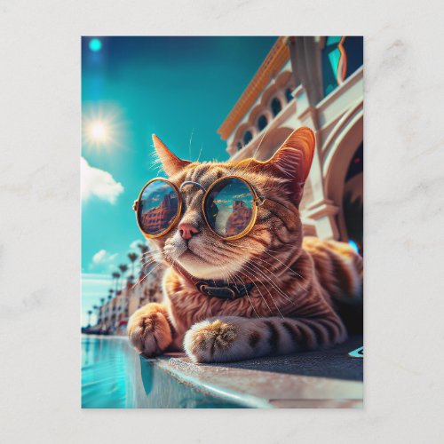 California Cat Wearing Sunglasses Postcard