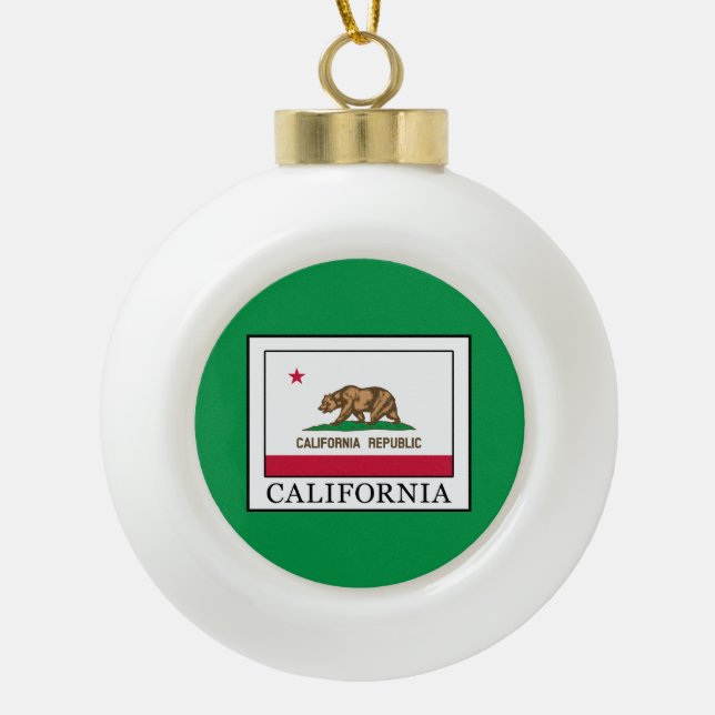 California Ceramic Ball Christmas Ornament (Front)