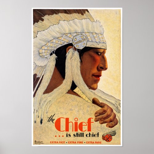 California Chief Restored Vintage Travel Poster