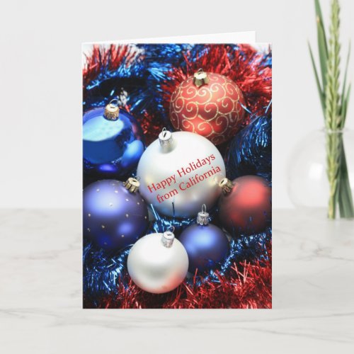 California Christmas Card with ornaments