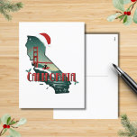 California Christmas State Map Illustration Holiday Postcard