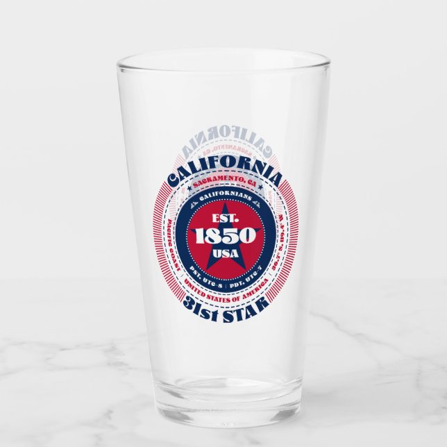 California Circular Typography Design Glass (Front)