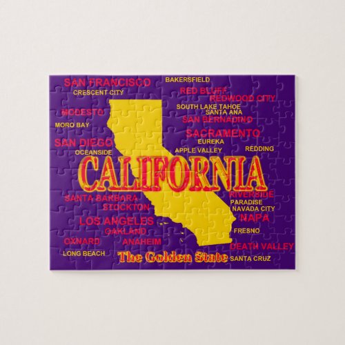 California Cities And Towns State Pride Map Jigsaw Puzzle