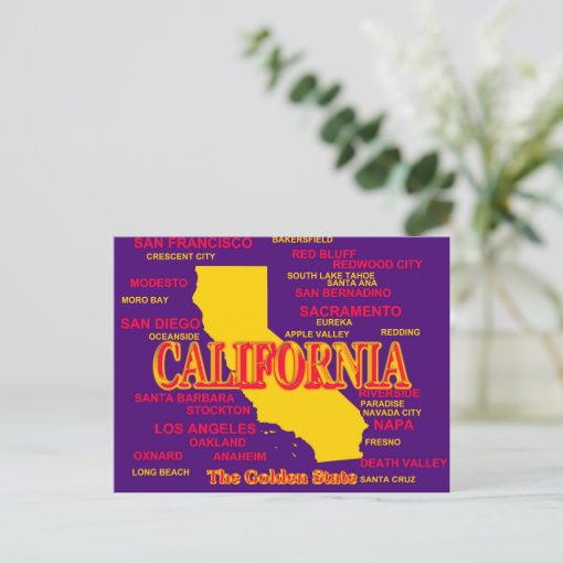 California Cities And Towns State Pride Map Postcard Zazzle