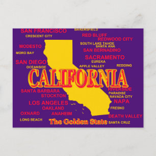 California Cities And Towns State Pride Map Postcard