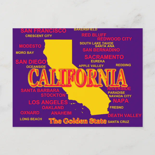 California Cities And Towns State Pride Map Postcard Zazzle