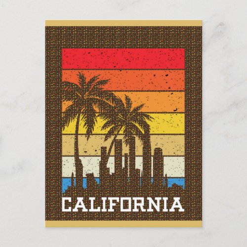 California City Skyline Palm Tree Postcard