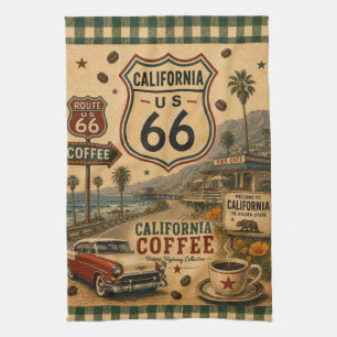 California Classic Car Coffee Coast Americana Kitchen Towel