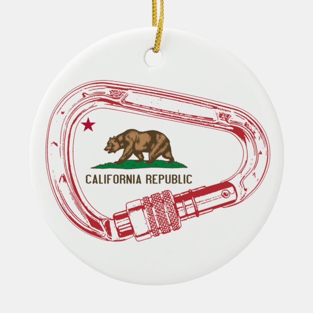 California Climbing Carabiner Ceramic Ornament (Front)