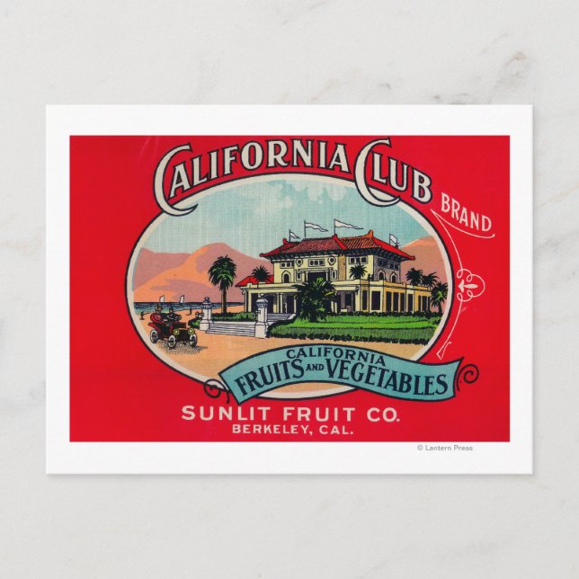 California Club Can LabelBerkley, CA Postcard (Front)