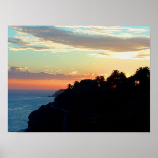 California Coast at Sunset San Pedro Royal Palms Poster