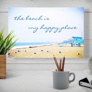 California Coast Beach Photo My Happy Place Script Canvas Print