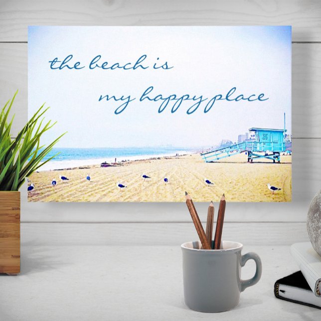 California Coast Beach Photo My Happy Place Script Canvas Print (Creator Uploaded)