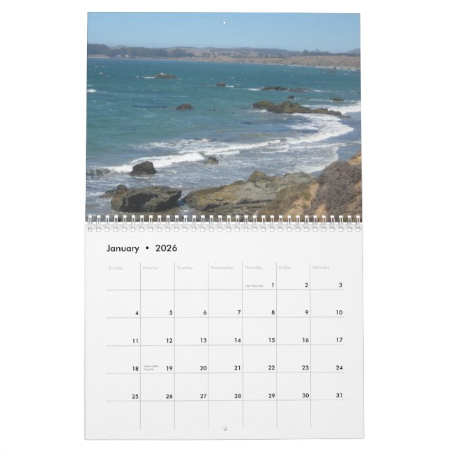 California Coast Calendar (Jan 2026)