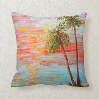 California Coast Sunset Throw Pillow